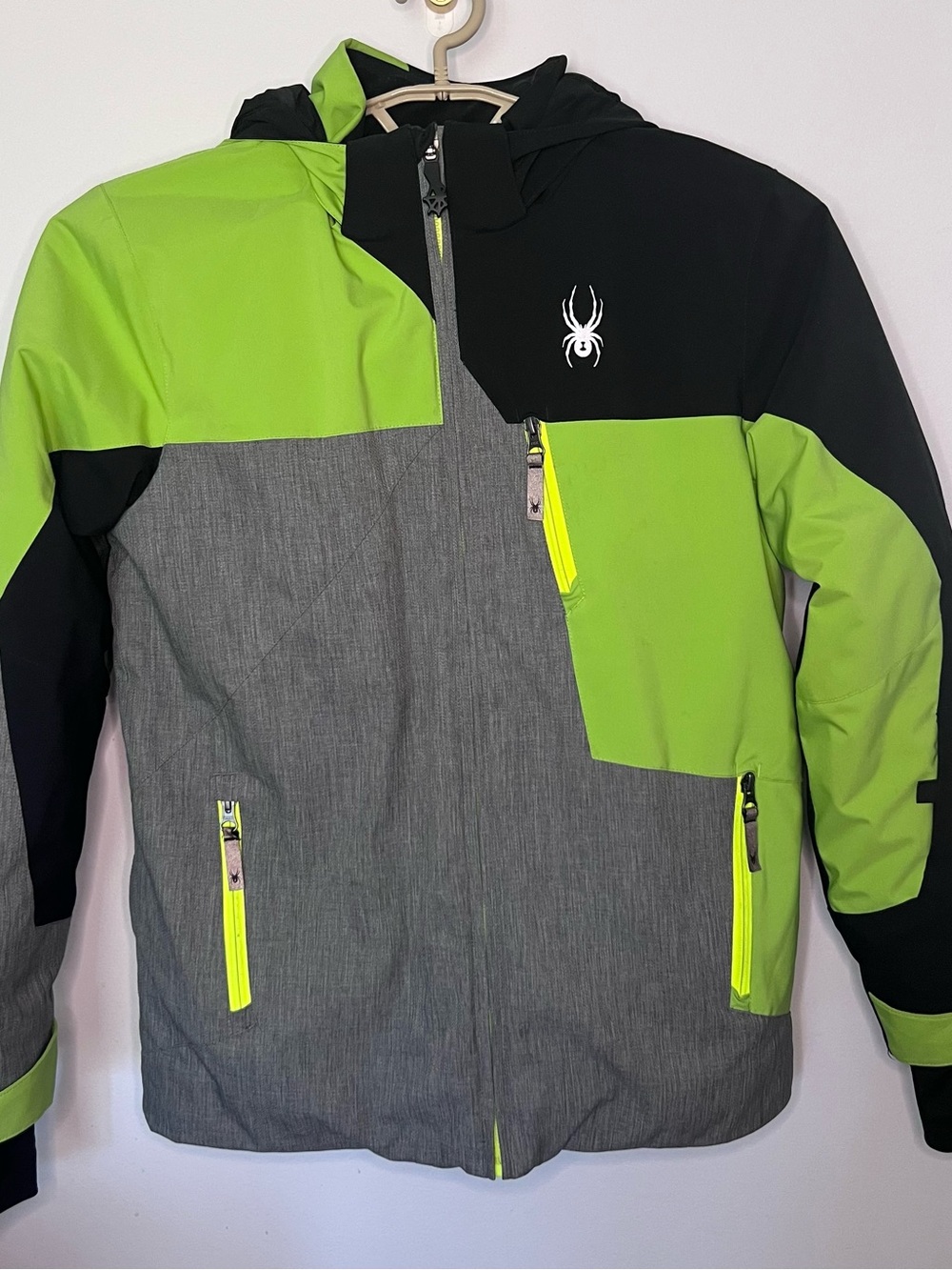 Spyder Kids Lime, Gray & Black Colorblock Winter Snowboard Jacket